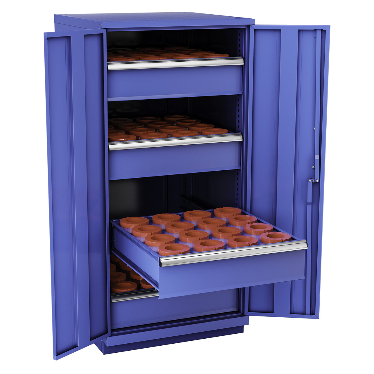 Champion Tool Storage SW2700H100-FTB-BB | 28-1/4" Width x 59-1/2" Height x 28-1/2" Depth 2 Door Powder Coated Steel CNC Storage Cabinet - Bright Blue