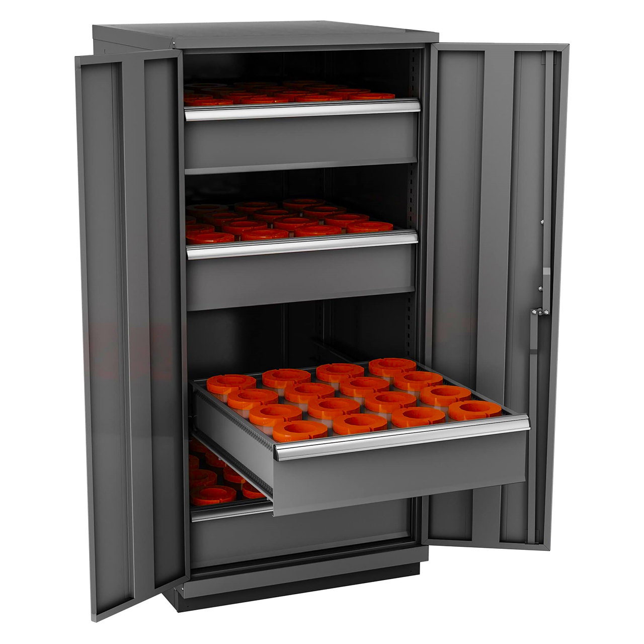 Champion Tool Storage SW2700H100-FTB-DG | 28-1/4" Width x 59-1/2" Height x 28-1/2" Depth 2 Door Powder Coated Steel CNC Storage Cabinet - Dark Gray