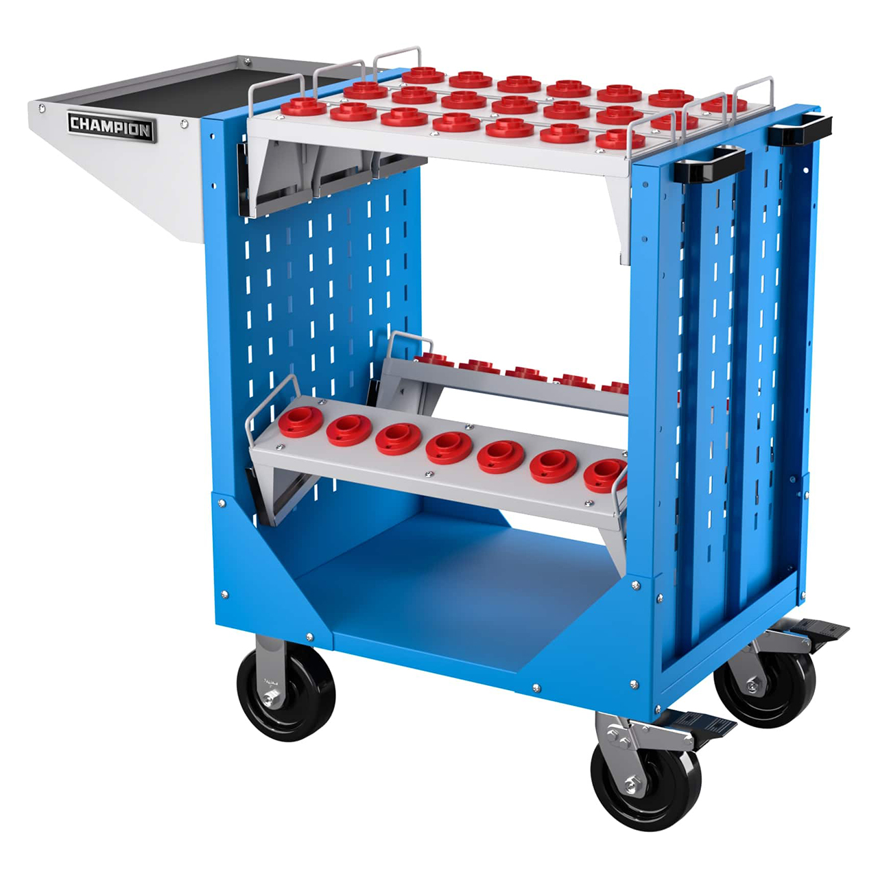 Champion Tool Storage NCTC30-BB | 40" Width x 36-3/4" Height x 20-1/4" Depth 1 Shelf Powder Coated Steel CNC Transport Cart - Bright Blue