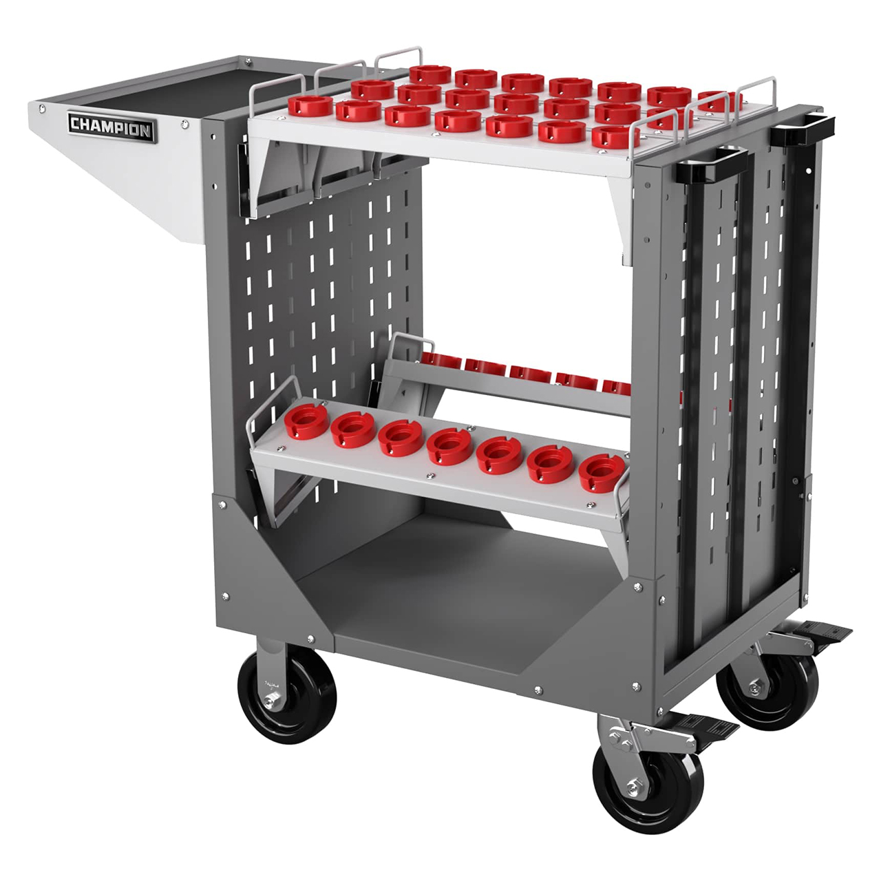 Champion Tool Storage NCTCH40-DG | 40" Width x 36-3/4" Height x 20-1/4" Depth 1 Shelf Powder Coated Steel CNC Transport Cart - Dark Gray