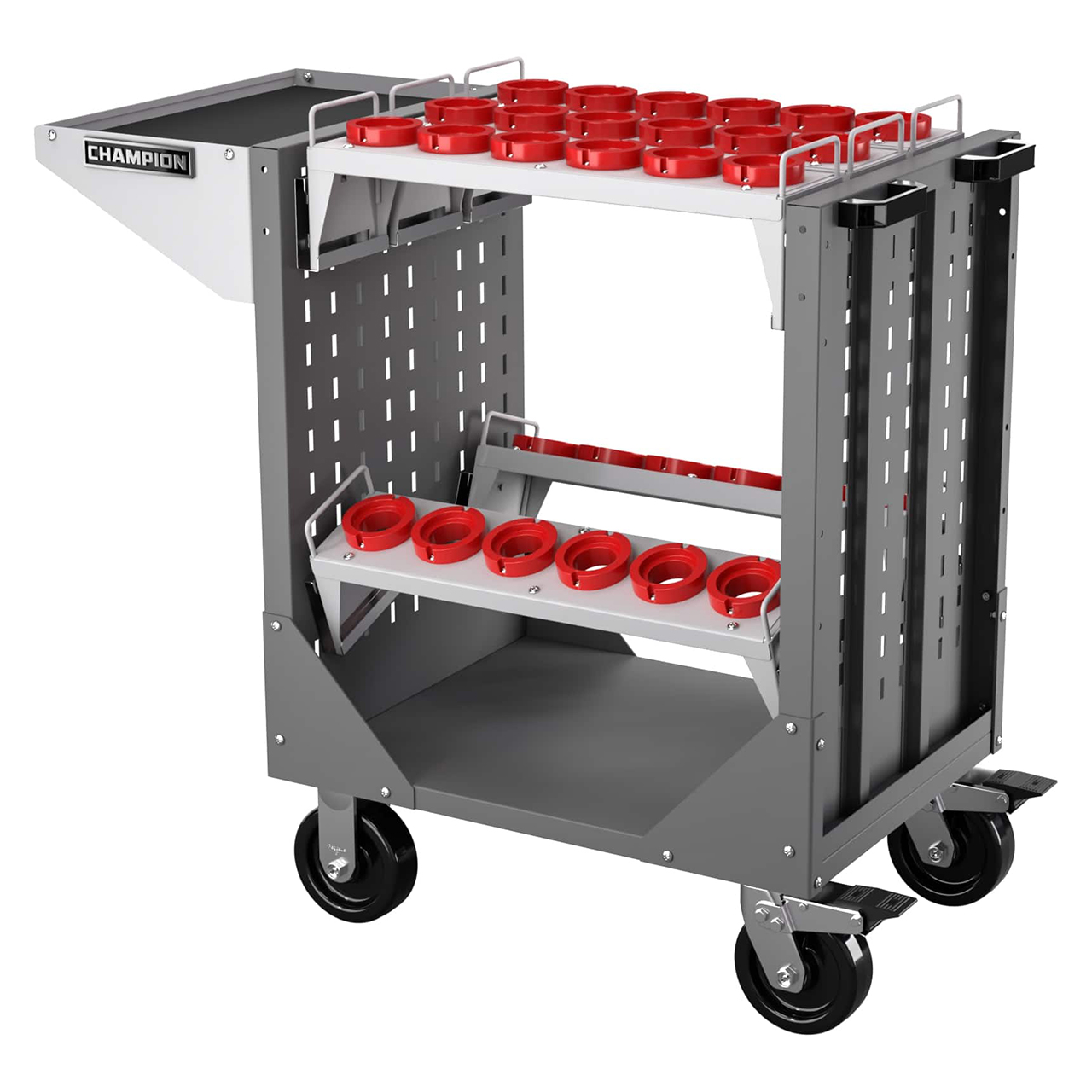 Champion Tool Storage NCTCH63-DG | 40" Width x 36-3/4" Height x 20-1/4" Depth 1 Shelf Powder Coated Steel CNC Transport Cart - Dark Gray