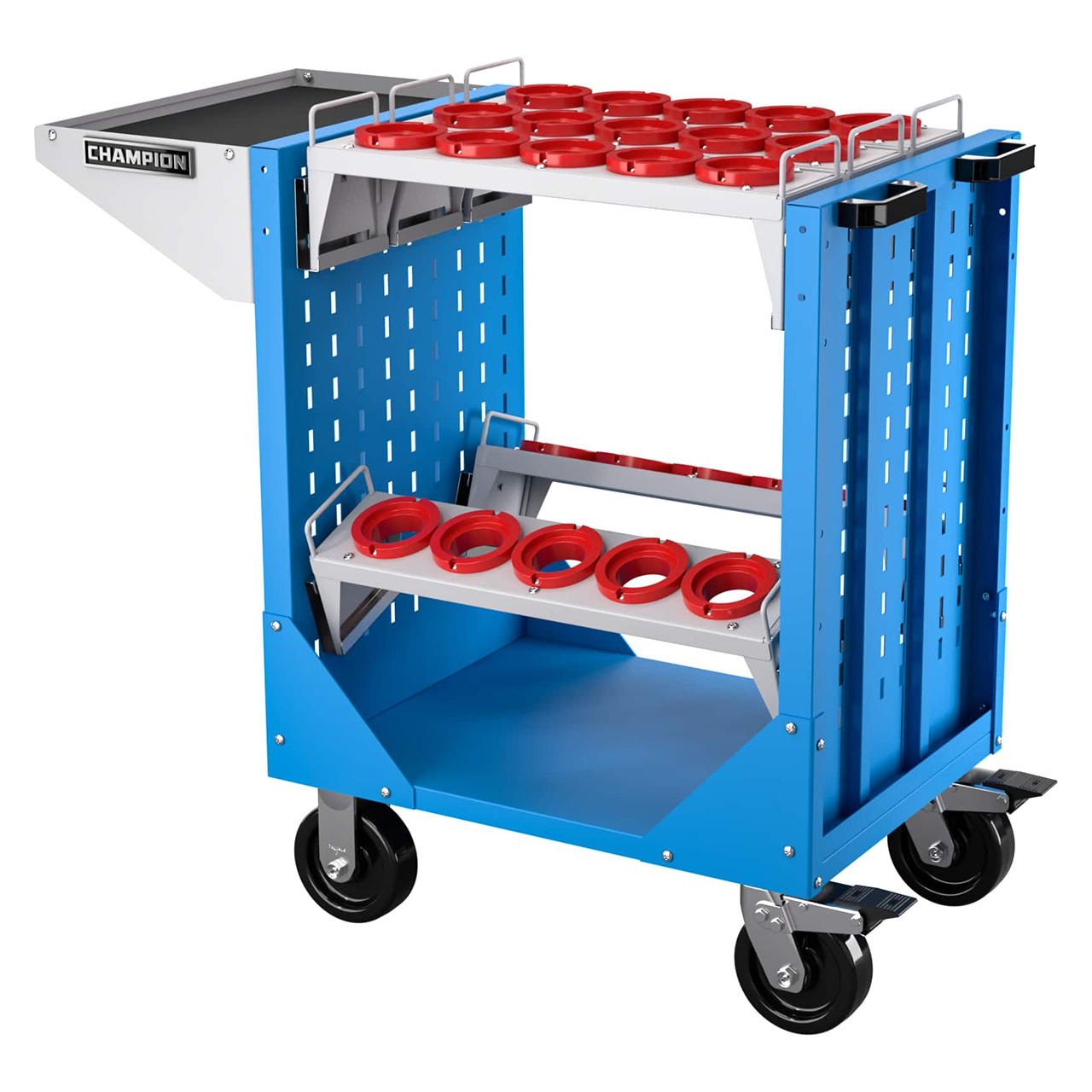 Champion Tool Storage NCTCH80-BB | 40" Width x 36-3/4" Height x 20-1/4" Depth 1 Shelf Powder Coated Steel CNC Transport Cart - Bright Blue