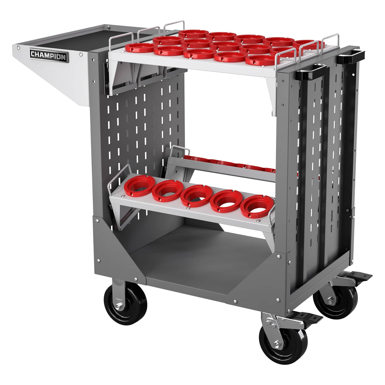 Champion Tool Storage NCTCH80-DG | 40" Width x 36-3/4" Height x 20-1/4" Depth 1 Shelf Powder Coated Steel CNC Transport Cart - Dark Gray