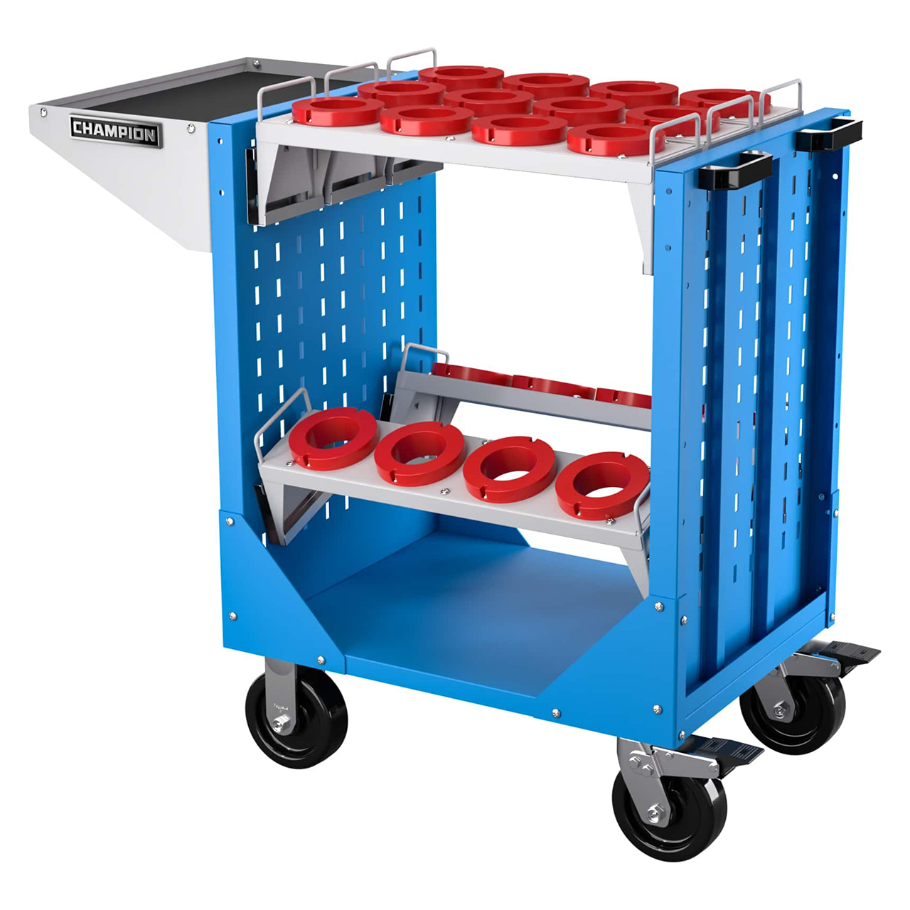 Champion Tool Storage NCTCH100-BB | 40" Width x 36-3/4" Height x 20-1/4" Depth 1 Shelf Powder Coated Steel CNC Transport Cart - Bright Blue