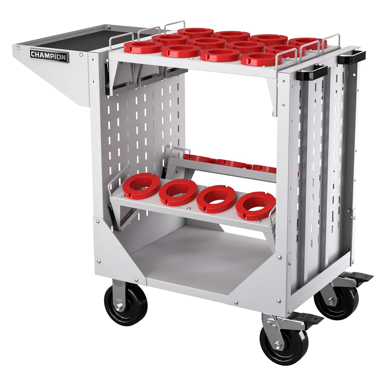 Champion Tool Storage NCTCH100-LG | 40" Width x 36-3/4" Height x 20-1/4" Depth 1 Shelf Powder Coated Steel CNC Transport Cart - Light Gray