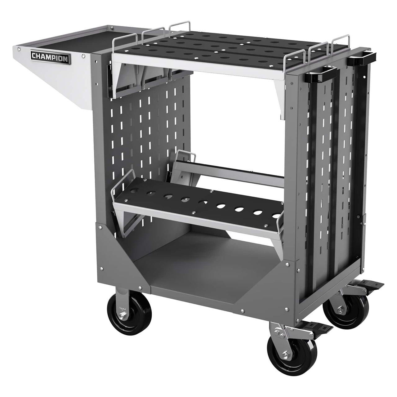 Champion Tool Storage NCTCC4-DG | 40" Width x 36-3/4" Height x 20-1/4" Depth 1 Shelf Powder Coated Steel CNC Transport Cart - Dark Gray