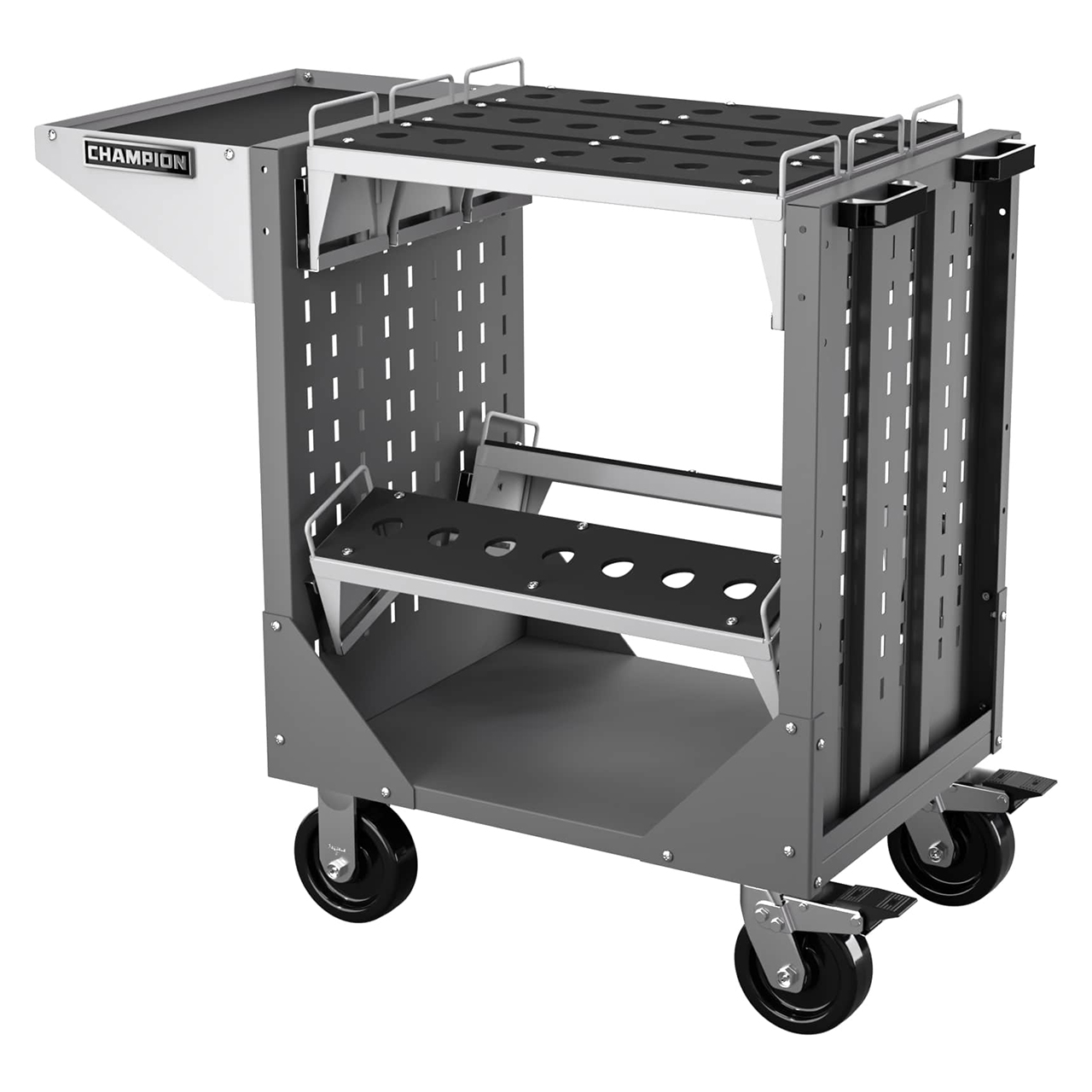 Champion Tool Storage NCTCC5-DG | 40" Width x 36-3/4" Height x 20-1/4" Depth 1 Shelf Powder Coated Steel CNC Transport Cart - Dark Gray