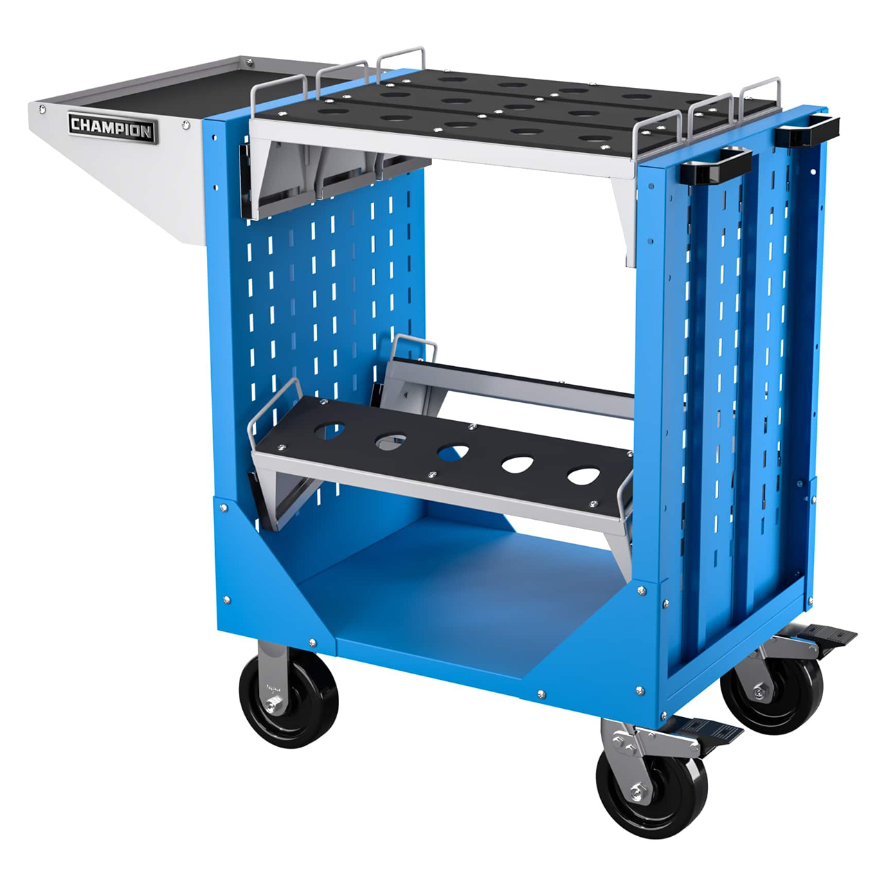 Champion Tool Storage NCTCC6-BB | 40" Width x 36-3/4" Height x 20-1/4" Depth 1 Shelf Powder Coated Steel CNC Transport Cart - Bright Blue