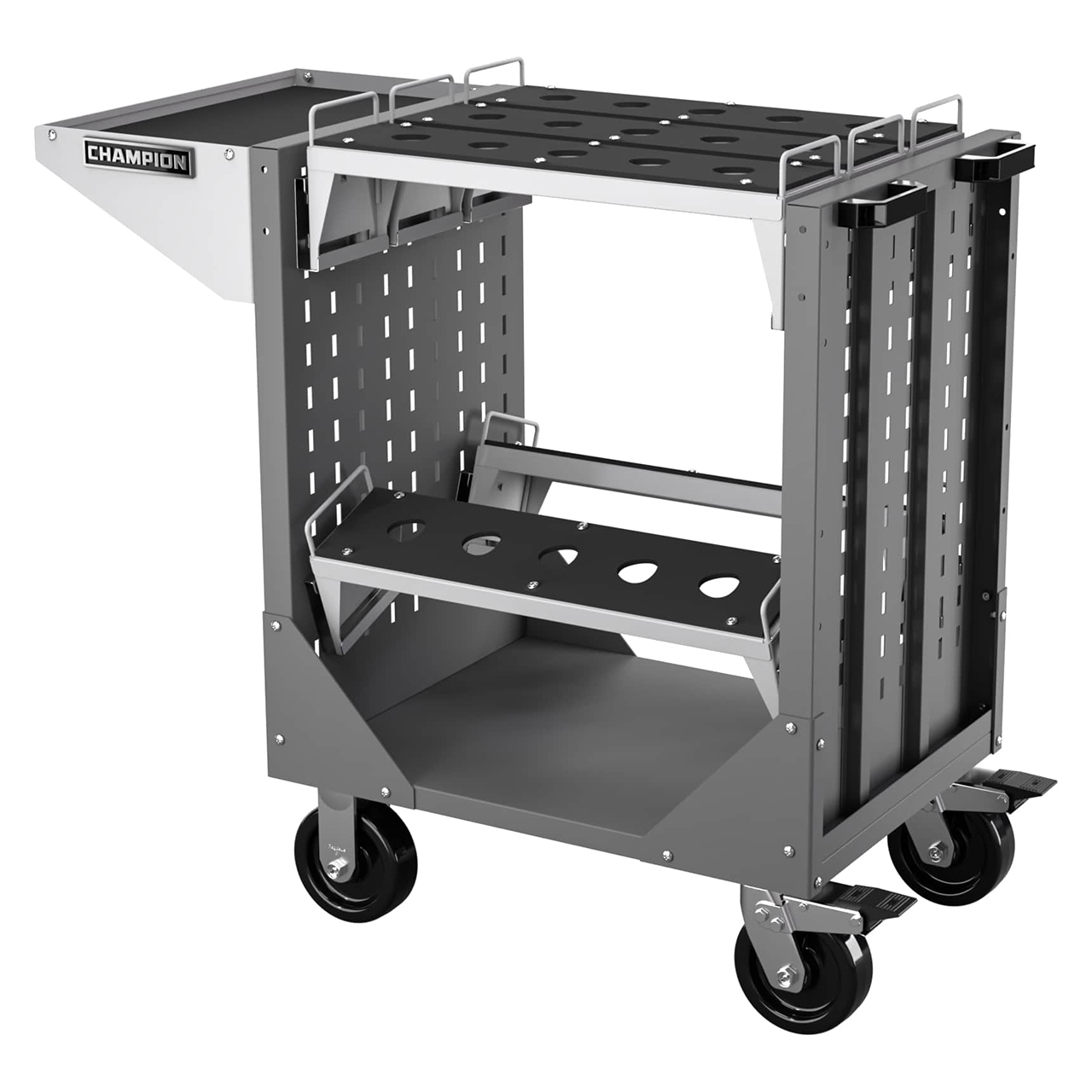 Champion Tool Storage NCTCC6-DG | 40" Width x 36-3/4" Height x 20-1/4" Depth 1 Shelf Powder Coated Steel CNC Transport Cart - Dark Gray
