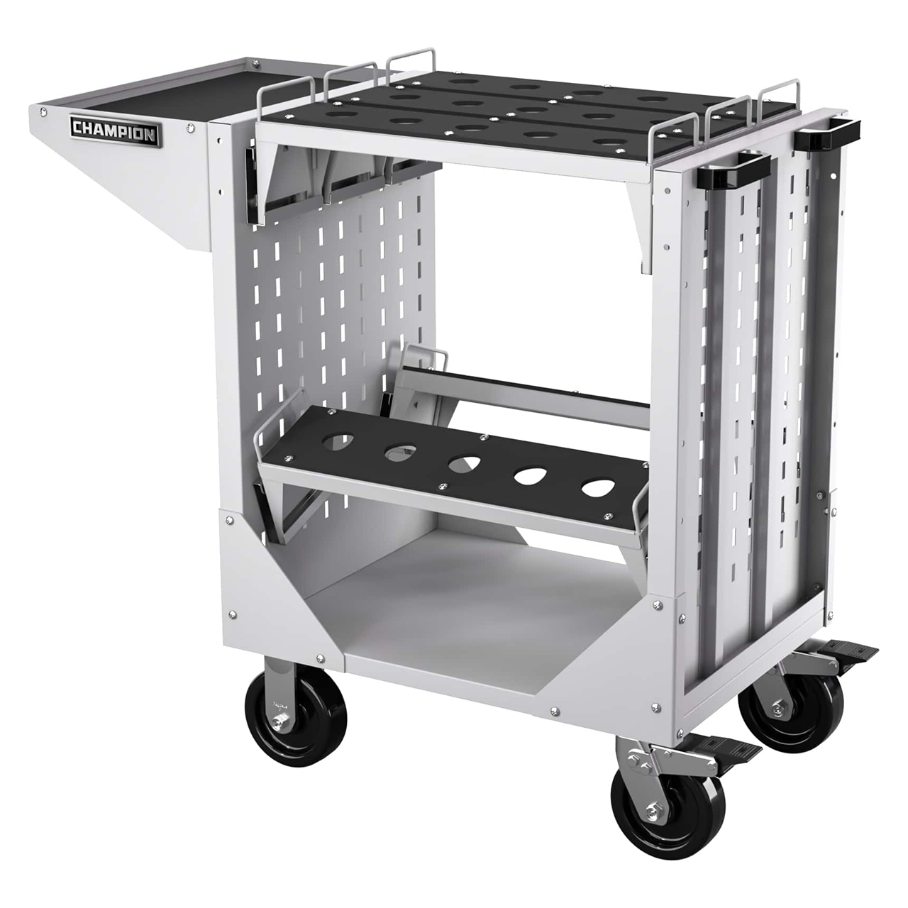 Champion Tool Storage NCTCC6-LG | 40" Width x 36-3/4" Height x 20-1/4" Depth 1 Shelf Powder Coated Steel CNC Transport Cart - Light Gray
