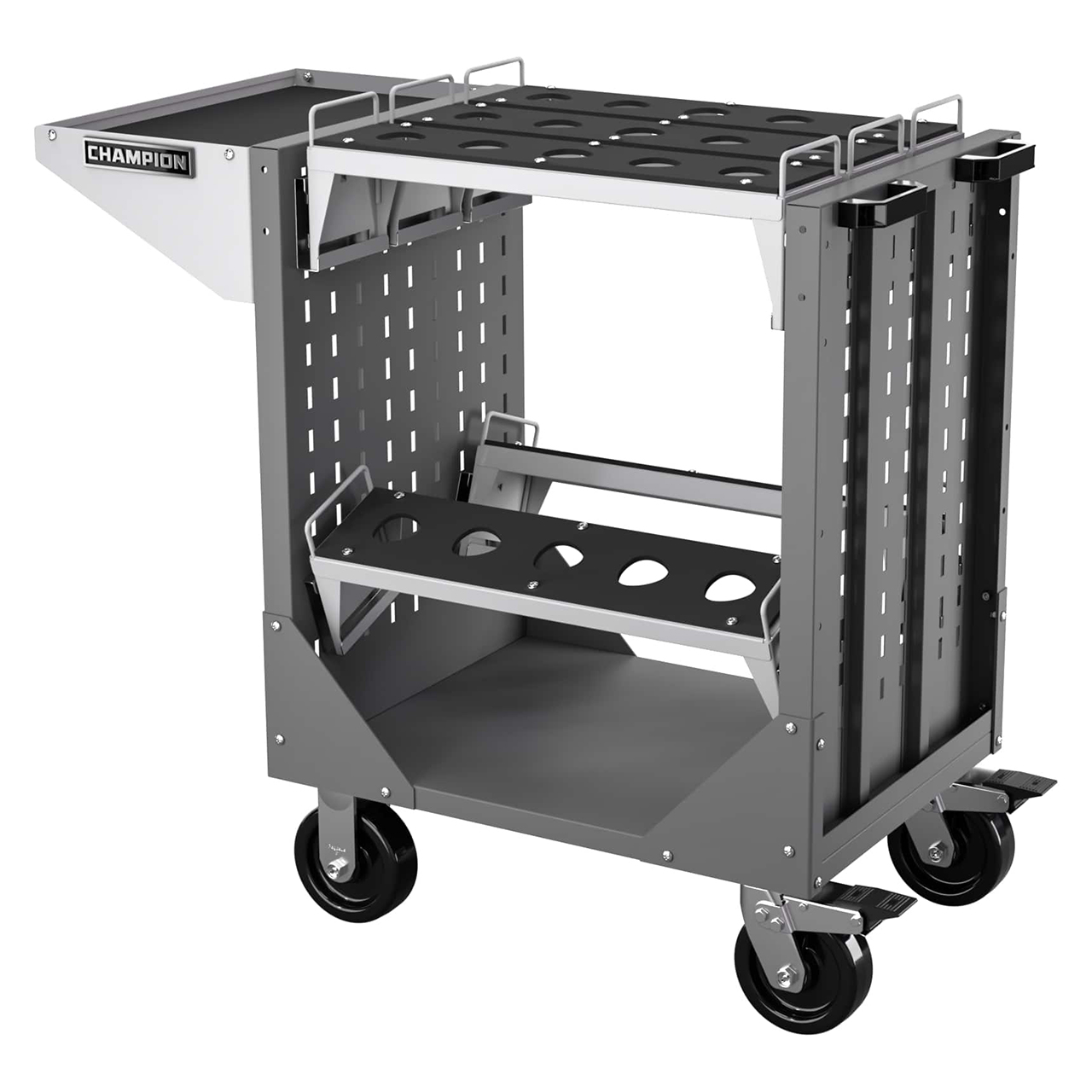 Champion Tool Storage NCTCC8-DG | 40" Width x 36-3/4" Height x 20-1/4" Depth 1 Shelf Powder Coated Steel CNC Transport Cart - Dark Gray