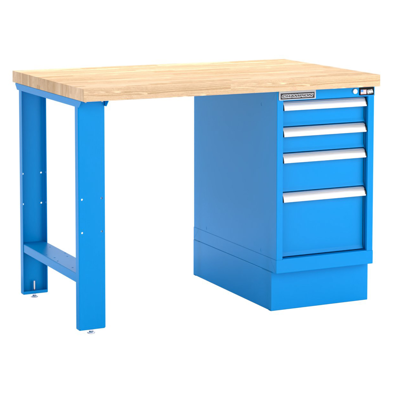 Champion Tool Storage WB200-B4830-BB | 48" Width x 35-1/4" Height x 30" Depth 4 Drawer Powder Coated Steel Work Bench - Bright Blue