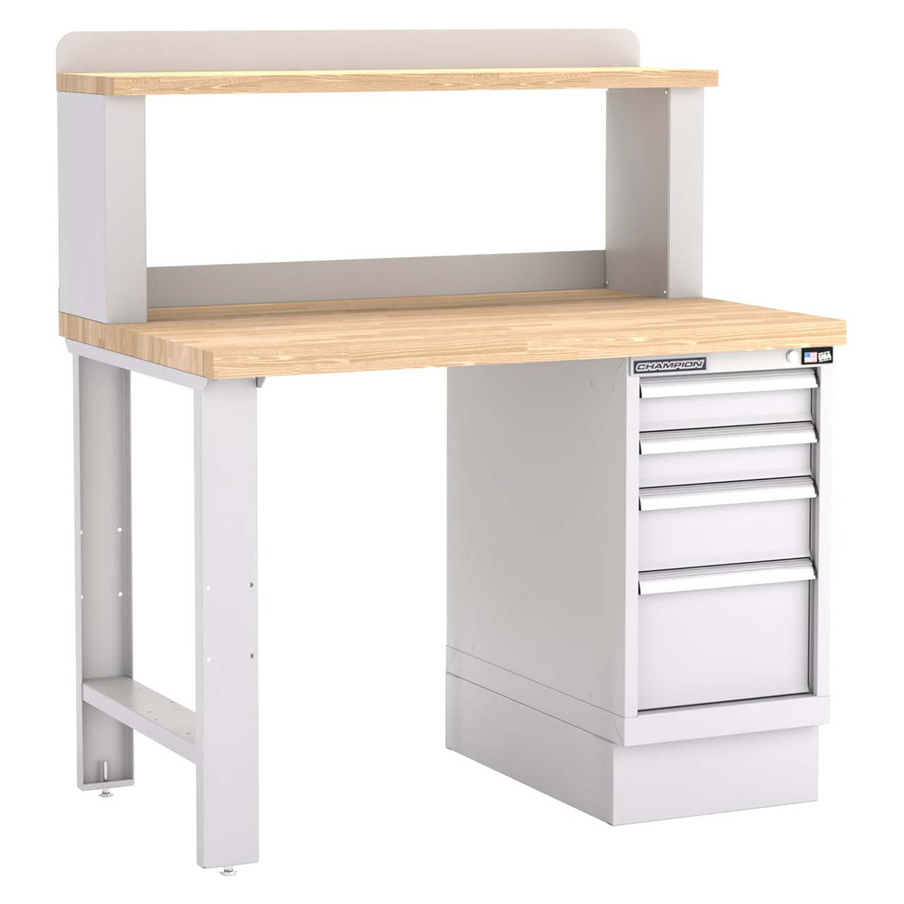 Champion Tool Storage WB201-B4830-LG | 48" Width x 35-1/4" Height x 30" Depth 4 Drawer Powder Coated Steel Work Bench - Light Gray