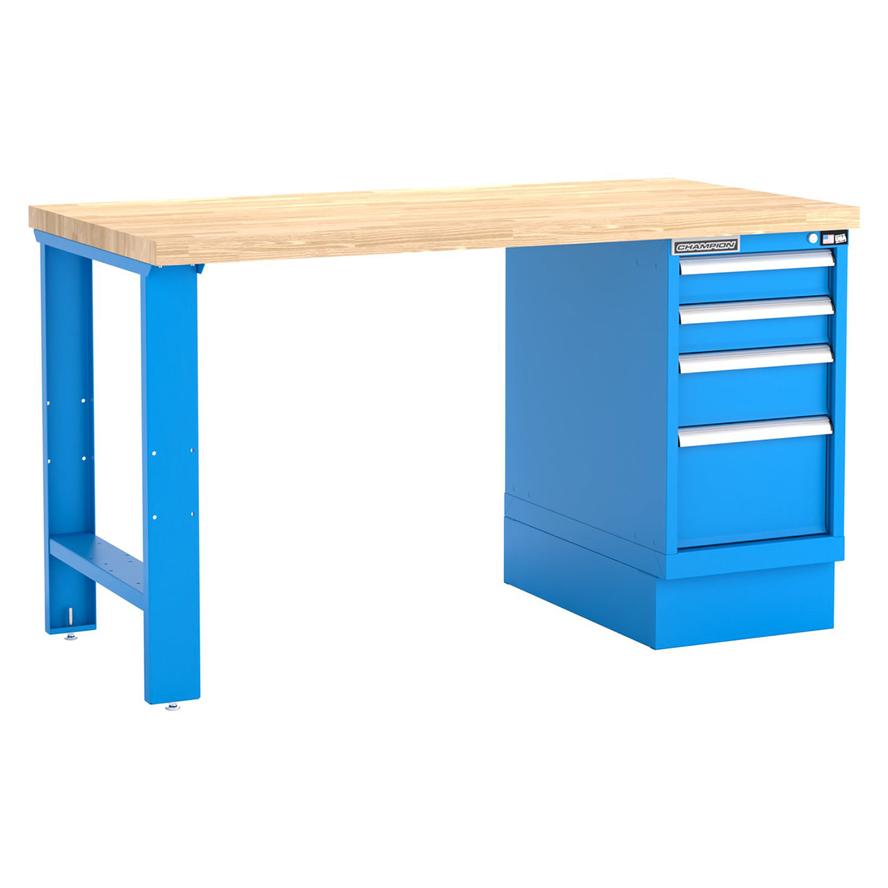 Champion Tool Storage WB200-B6030-BB | 60" Width x 35-1/4" Height x 30" Depth 4 Drawer Powder Coated Steel Work Bench - Bright Blue