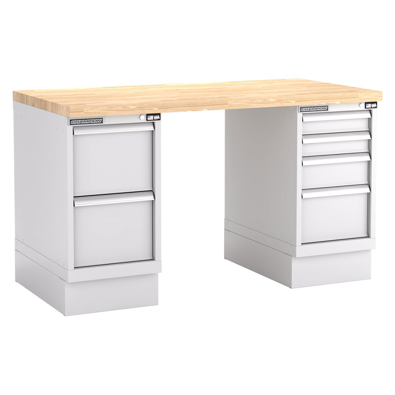 Champion Tool Storage WB500-B6030-LG | 60" Width x 35-1/4" Height x 30" Depth 6 Drawer Powder Coated Steel Work Bench - Light Gray