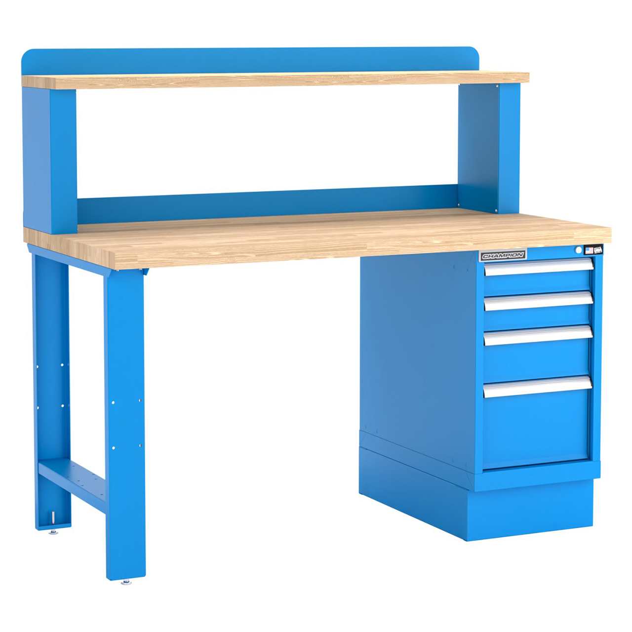 Champion Tool Storage WB201-B6030-BB | 60" Width x 35-1/4" Height x 30" Depth 4 Drawer Powder Coated Steel Work Bench - Bright Blue