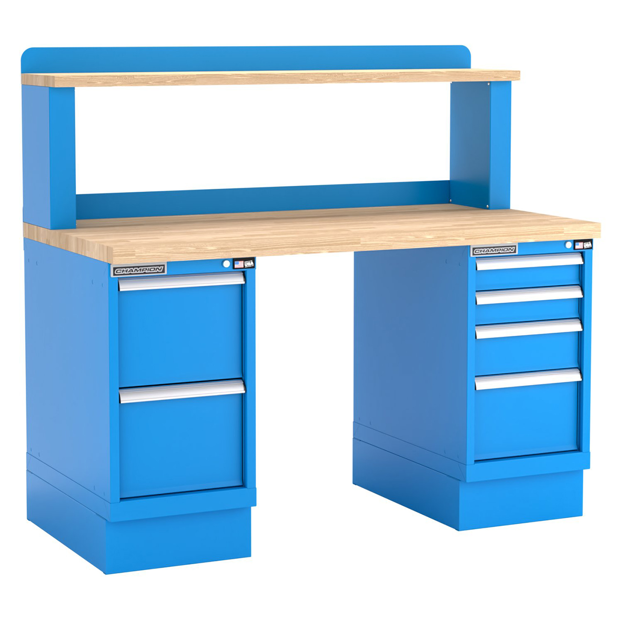 Champion Tool Storage WB501-B6030-BB | 60" Width x 35-1/4" Height x 30" Depth 6 Drawer Powder Coated Steel Work Bench - Bright Blue