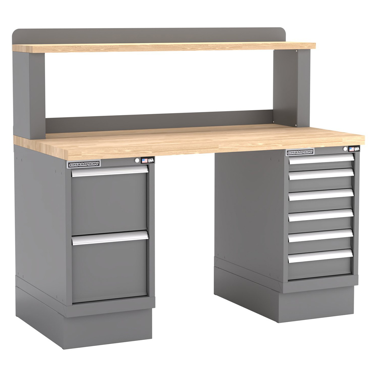 Champion Tool Storage WB801-B6030-DG | 60" Width x 35-1/4" Height x 30" Depth 8 Drawer Powder Coated Steel Work Bench - Dark Gray