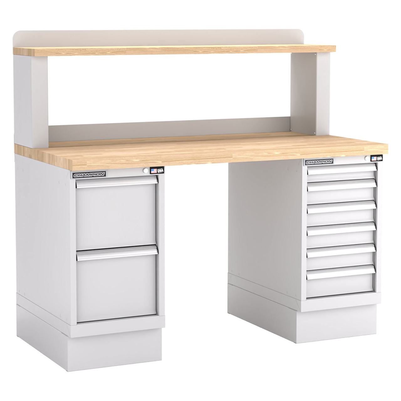 Champion Tool Storage WB801-B6030-LG | 60" Width x 35-1/4" Height x 30" Depth 8 Drawer Powder Coated Steel Work Bench - Light Gray
