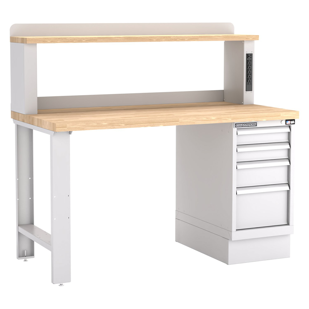 Champion Tool Storage WB202-B6030-LG | 60" Width x 35-1/4" Height x 30" Depth 4 Drawer Powder Coated Steel Work Bench - Light Gray