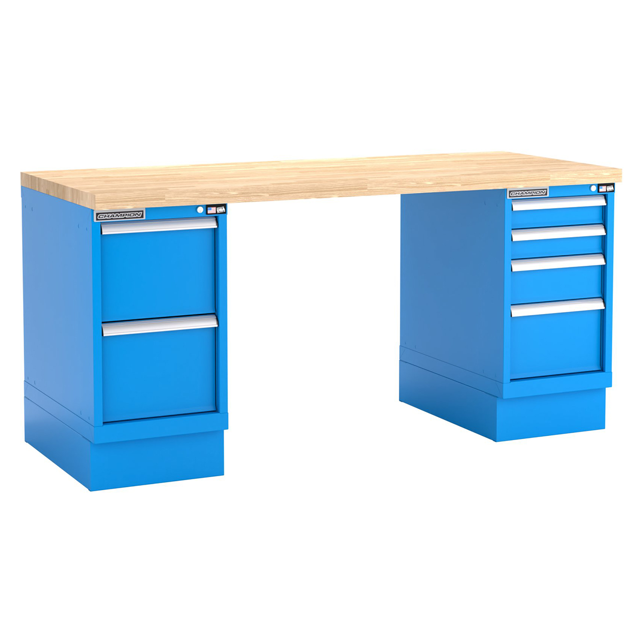 Champion Tool Storage WB500-B7230-BB | 72" Width x 35-1/4" Height x 30" Depth 6 Drawer Powder Coated Steel Work Bench - Bright Blue
