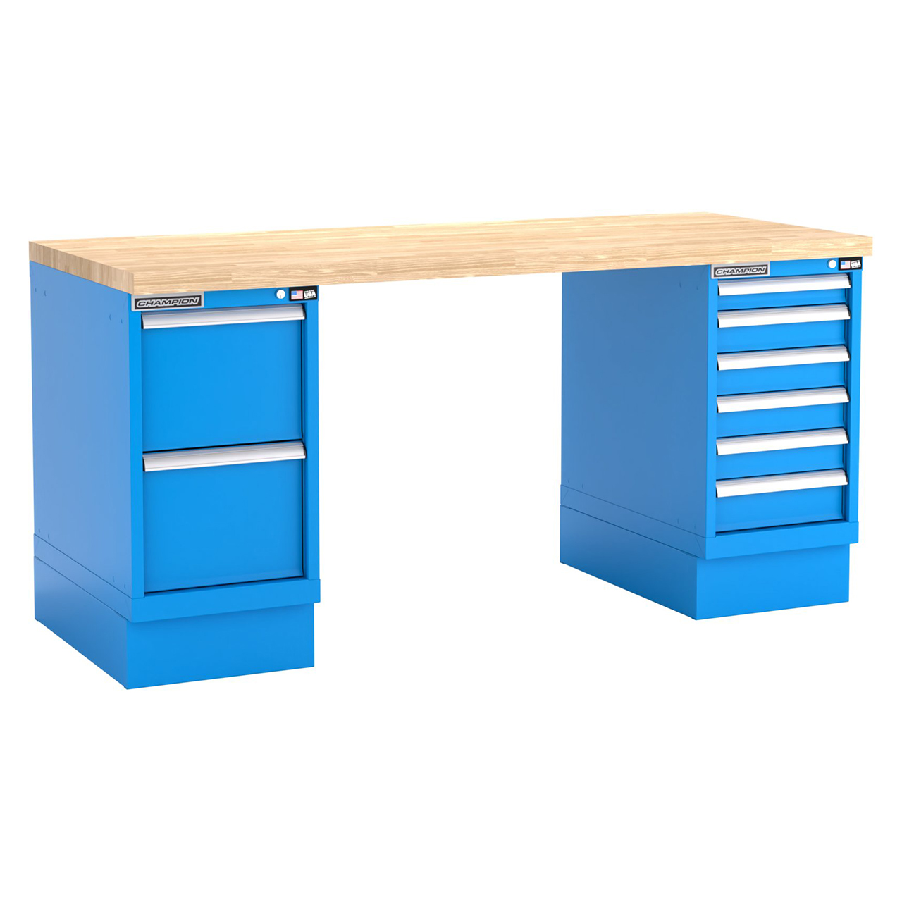 Champion Tool Storage WB800-B7230-BB | 72" Width x 35-1/4" Height x 30" Depth 8 Drawer Powder Coated Steel Work Bench - Bright Blue