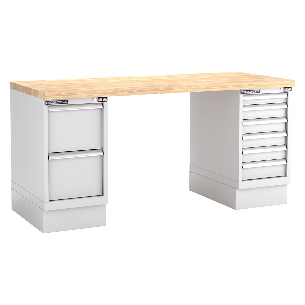 Champion Tool Storage WB800-B7230-LG | 72" Width x 35-1/4" Height x 30" Depth 8 Drawer Powder Coated Steel Work Bench - Light Gray