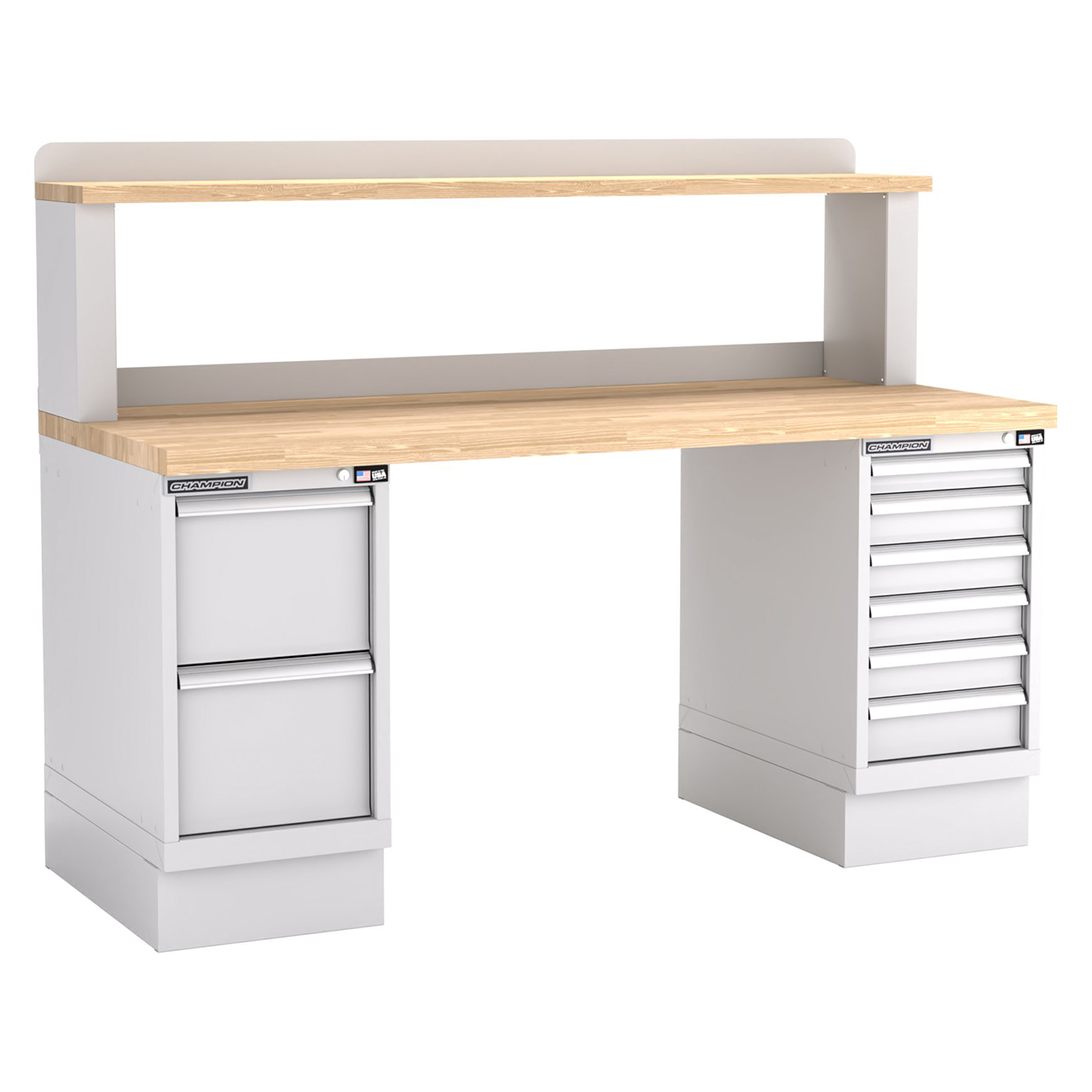 Champion Tool Storage WB801-B7230-LG | 72" Width x 35-1/4" Height x 30" Depth 8 Drawer Powder Coated Steel Work Bench - Light Gray