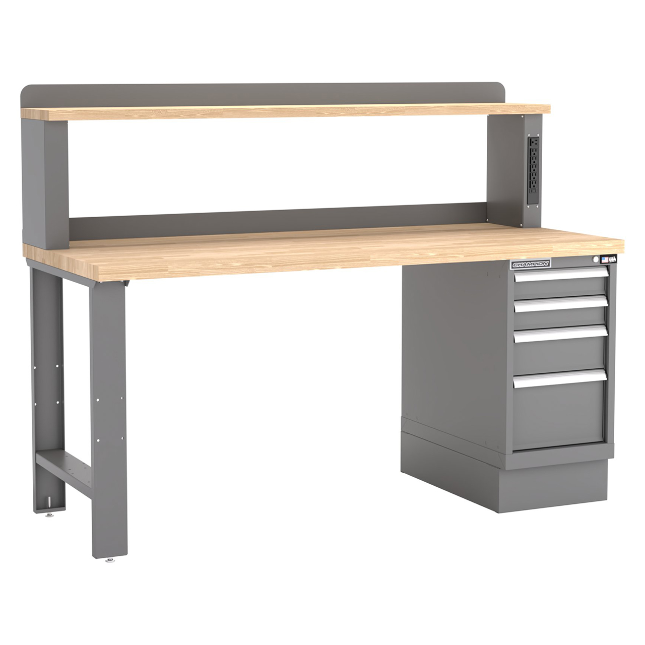 Champion Tool Storage WB202-B7230-DG | 72" Width x 35-1/4" Height x 30" Depth 4 Drawer Powder Coated Steel Work Bench - Dark Gray