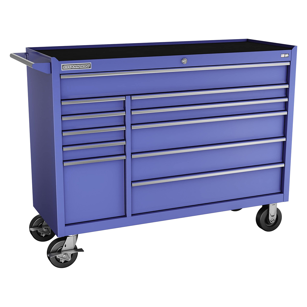 Champion Tool Storage FMP5411RC-BL | 54" Width x 43" Height x 20" Depth 11 Drawer Powder Coated Steel Wheeled Tool Cabinet - Gloss Blue