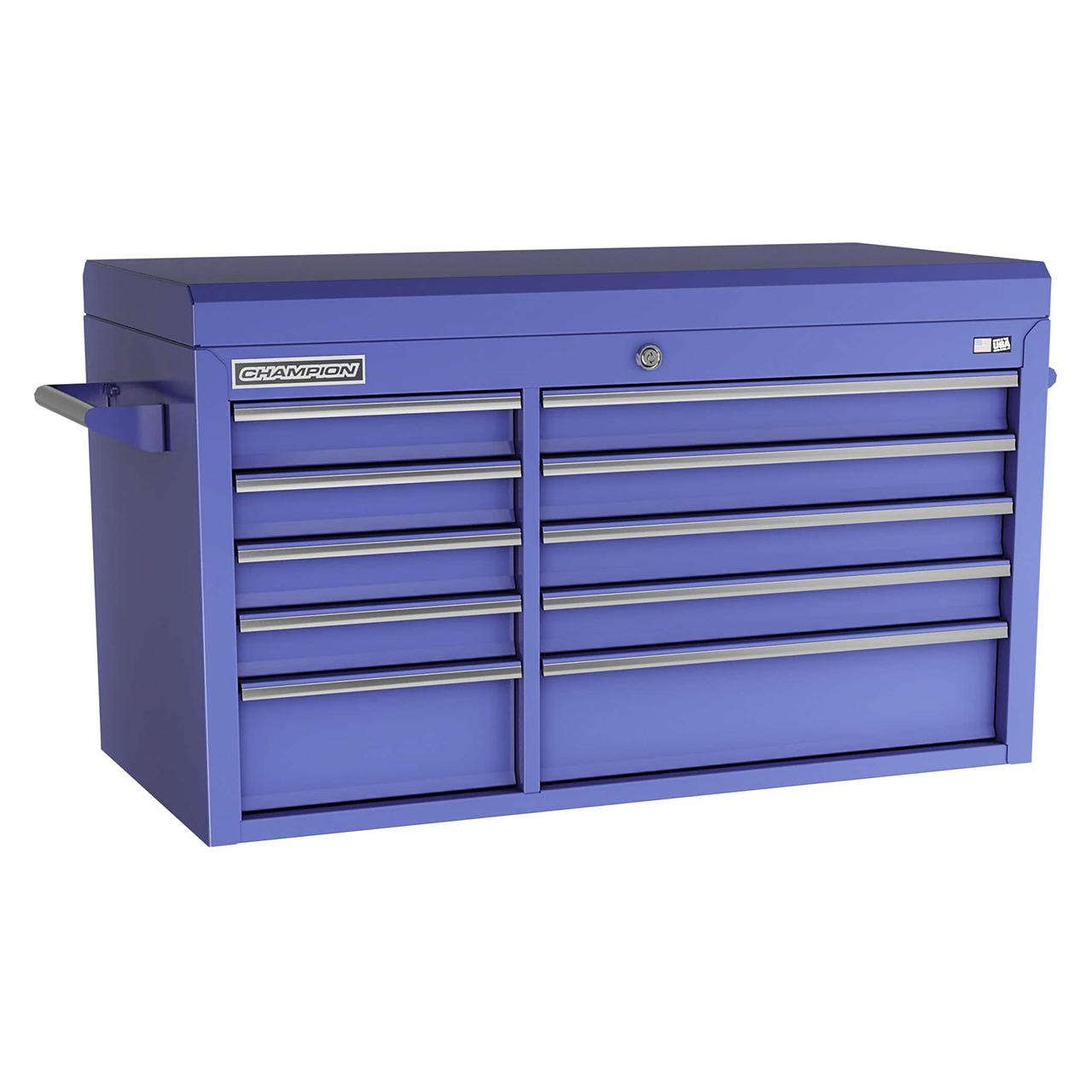Champion Tool Storage FMP4110TC-BL | 41" Width x 23" Height x 20" Depth 10 Drawer Powder Coated Steel Top Chest Tool Storage - Gloss Blue