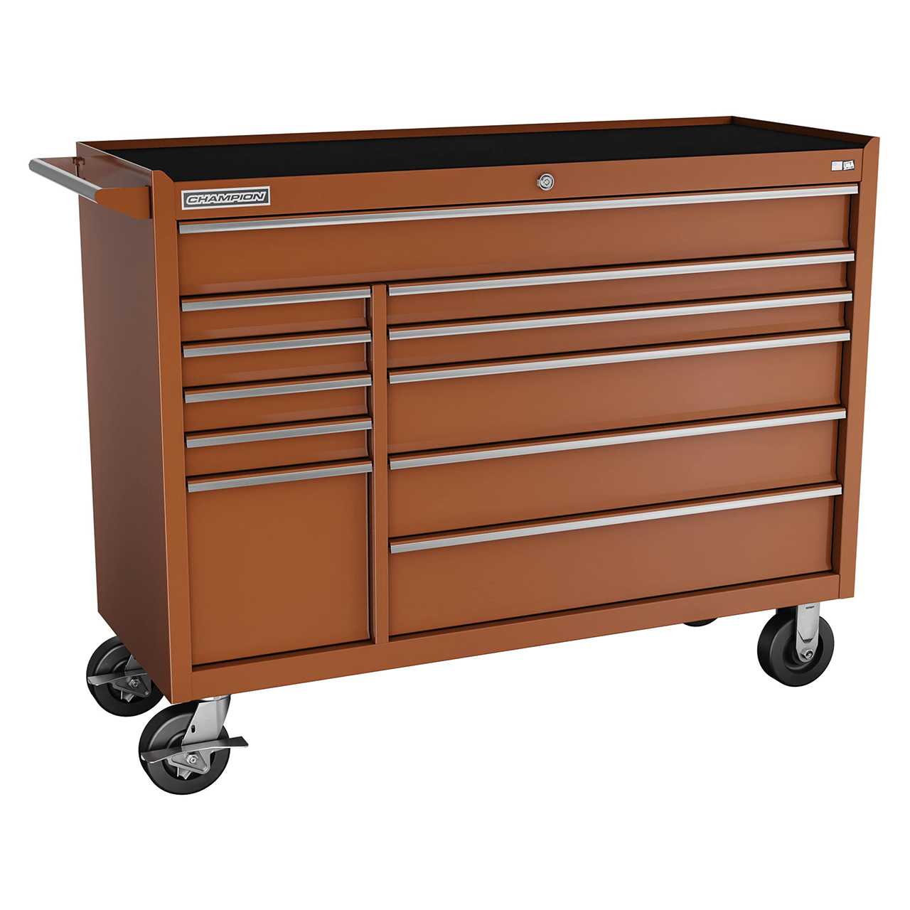 Champion Tool Storage FMP5411RC-RD | 54" Width x 43" Height x 20" Depth 11 Drawer Powder Coated Steel Wheeled Tool Cabinet - Gloss Red