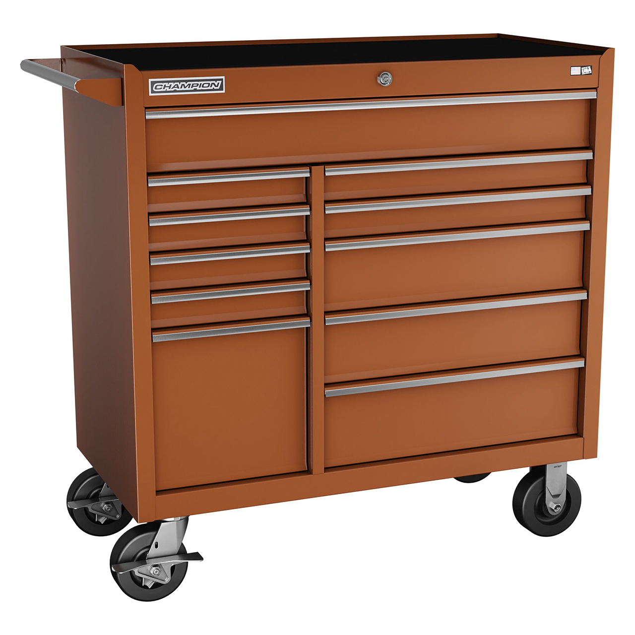 Champion Tool Storage FMP4111RC-RD | 41" Width x 43" Height x 20" Depth 11 Drawer Powder Coated Steel Wheeled Tool Cabinet - Gloss Red