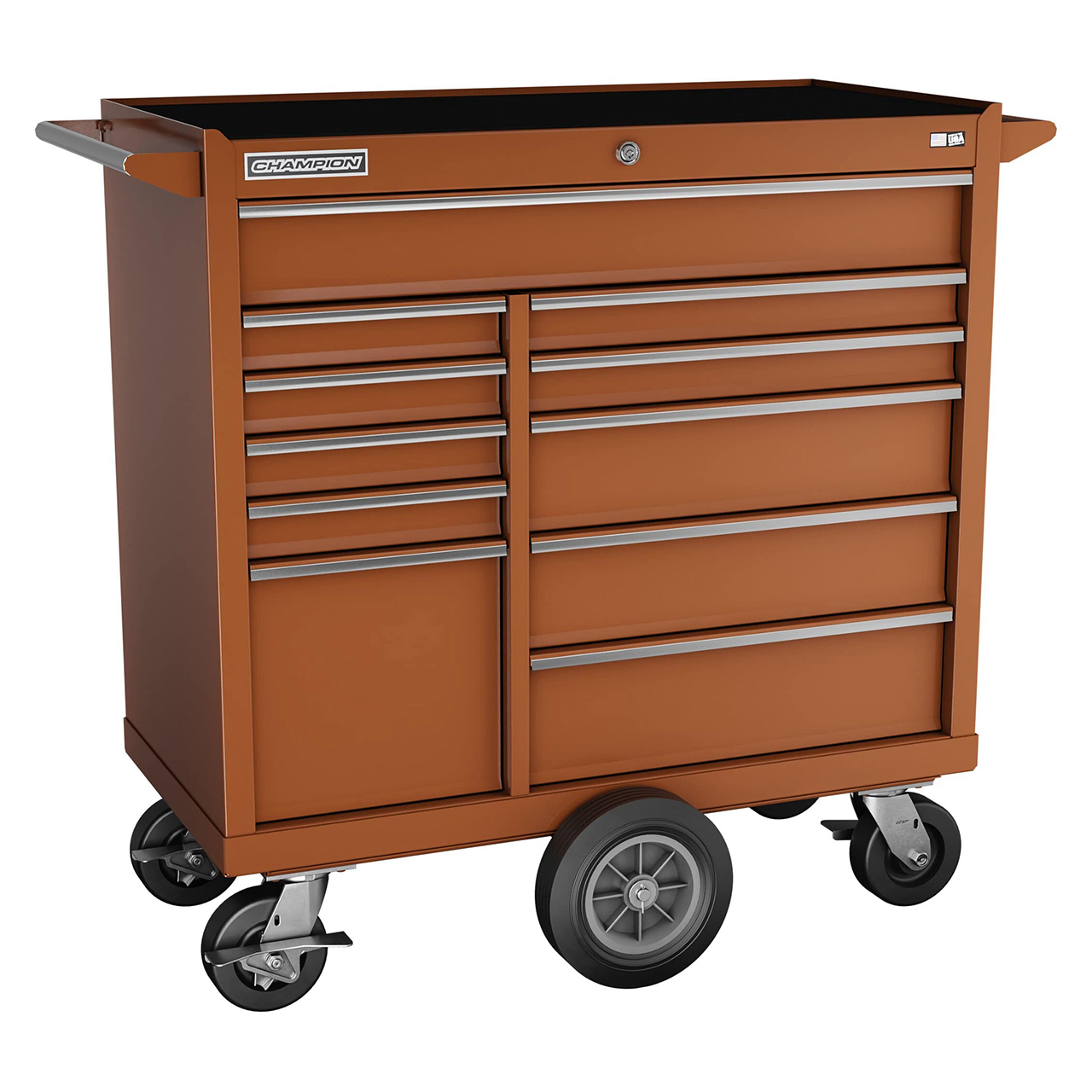 Champion Tool Storage FMP4111MC-RD | 41" Width x 45" Height x 20" Depth 11 Drawer Powder Coated Steel Wheeled Tool Cabinet with Maintenance Cart - Gloss Red