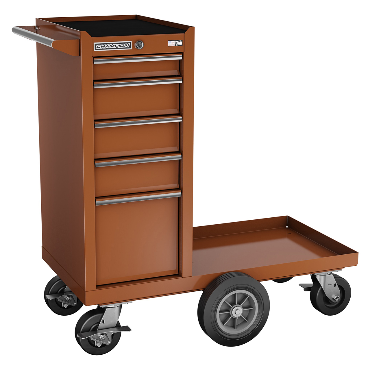 Champion Tool Storage FMP1505LMC-RD | 12" Width x 45" Height x 20" Depth 5 Drawer Powder Coated Steel Wheeled Tool Cabinet with Maintenance Cart - Gloss Red