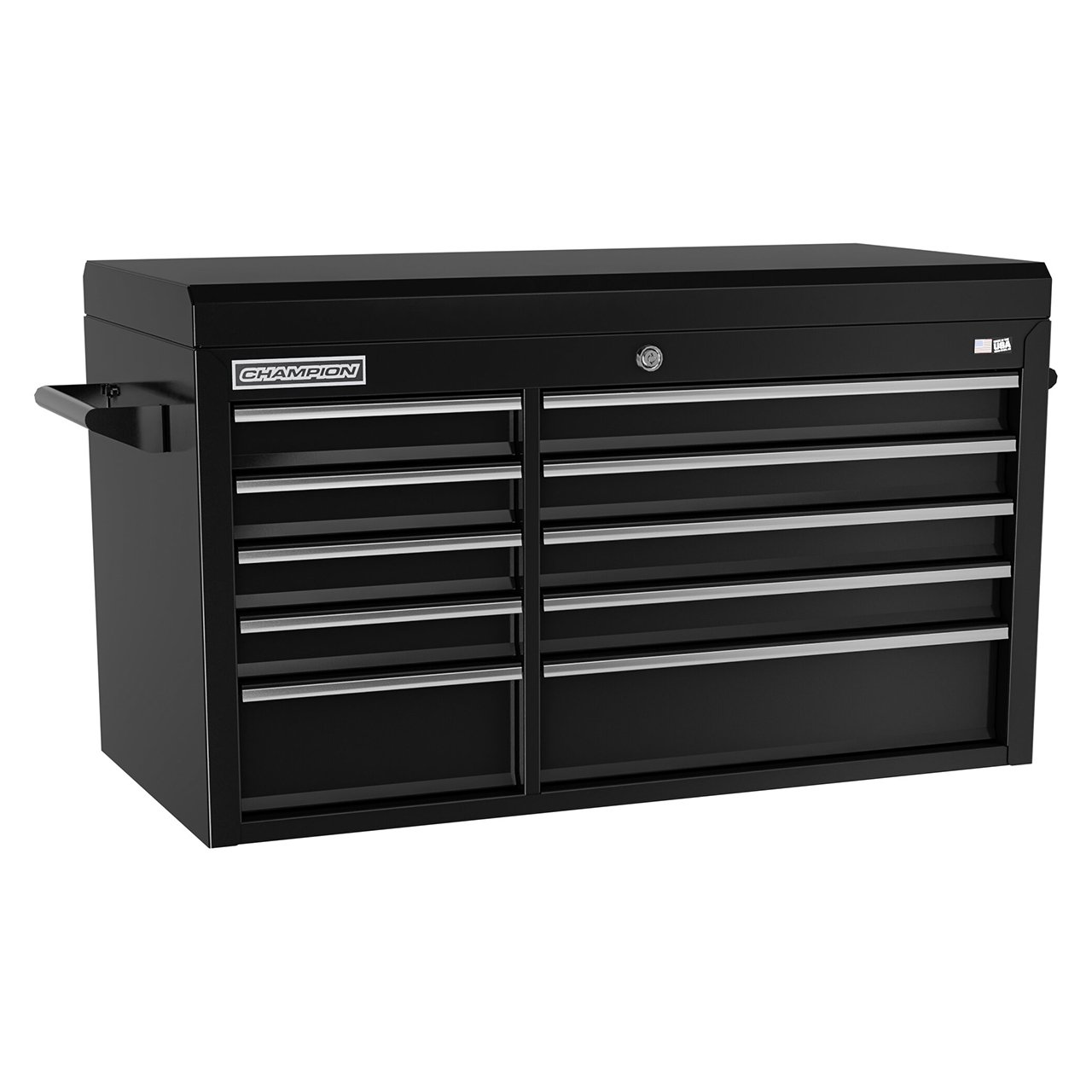 Champion Tool Storage FMP4110TC-BK | 41" Width x 23" Height x 20" Depth 10 Drawer Powder Coated Steel Top Chest Tool Storage - Gloss Black