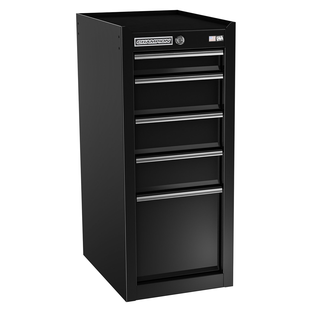 Champion Tool Storage FMP1505SL-BK | 15" Width x 35" Height x 20" Depth 5 Drawer Powder Coated Steel Tool Storage Cabinet - Gloss Black