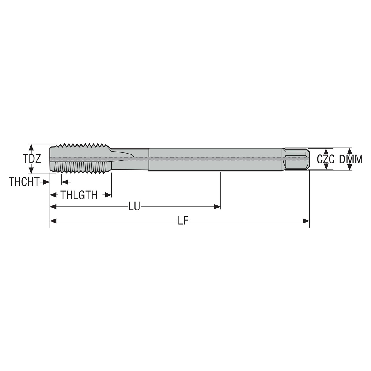 Seco Tools 03305465 | MTS-M16X2.00ISO6HX-XE-K102-A M16 Thread Size x 0.630" Diameter x 0.472" Shank x 4.331" OAL 5 Flute TIALN Coated HSS-E-PM Straight Flute Tap
