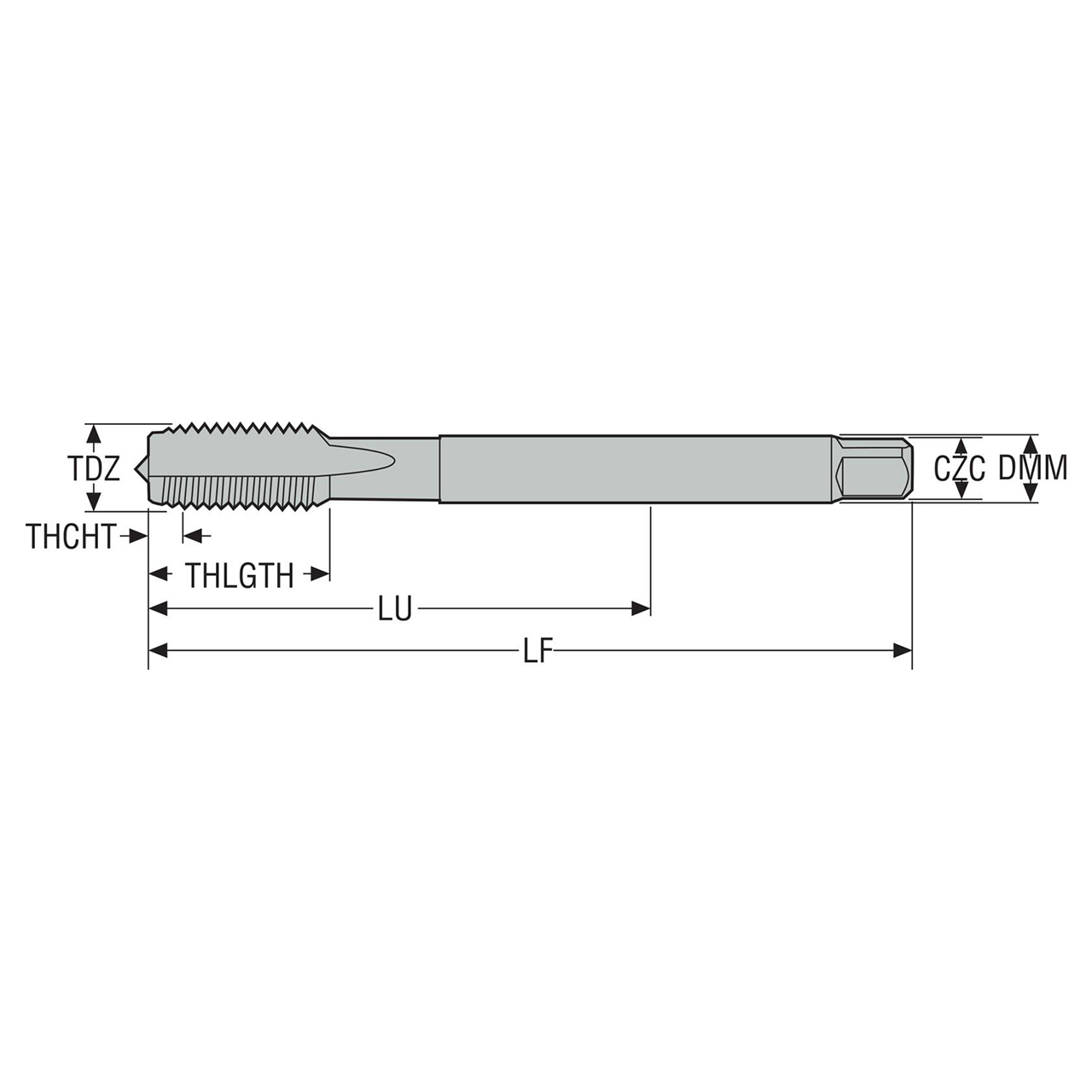 Seco Tools 03305467 | MTS-M10X1.25ISO6HX-XC-K111 MF10X1.25 Thread Size x 0.394" Diameter x 0.276" Shank x 3.937" OAL 5 Flute TIALN Coated HSS-E-PM Straight Flute Tap