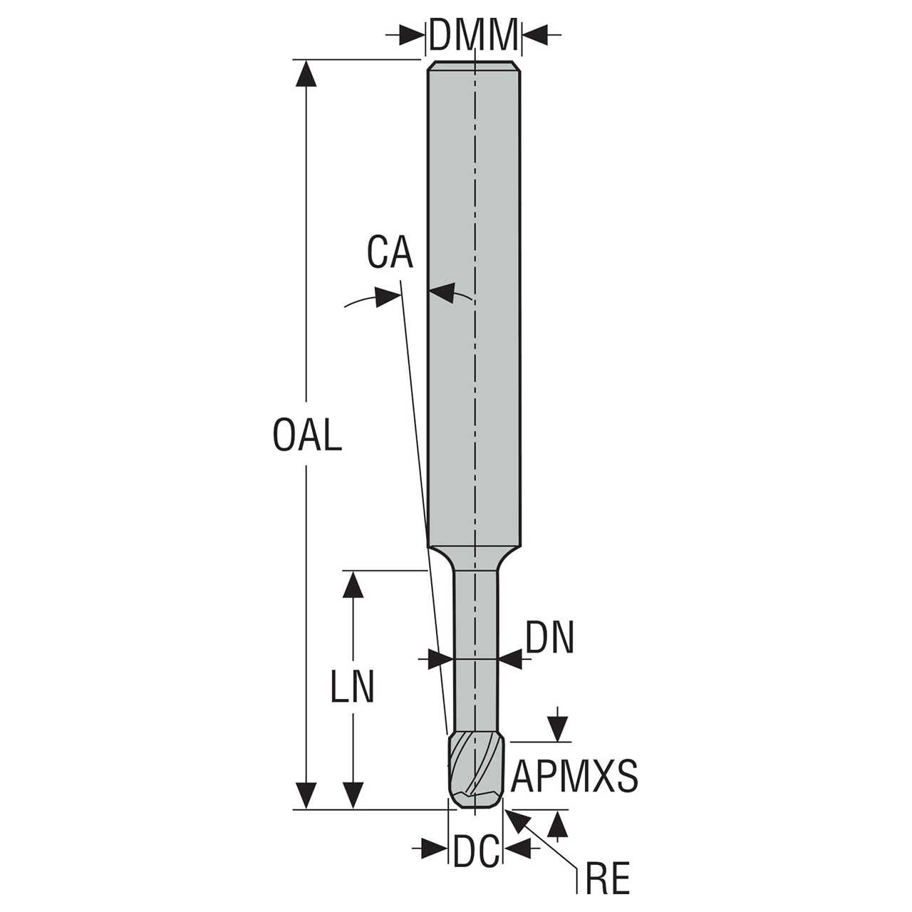 Seco Tools 02434940 | 4.00mm Diameter x 6.00mm Shank x 0.20mm Radius x 50.00mm OAL 2 Flute 30 Degree Helix Angle MEGA-T Coated Carbide Corner Radius End Mill