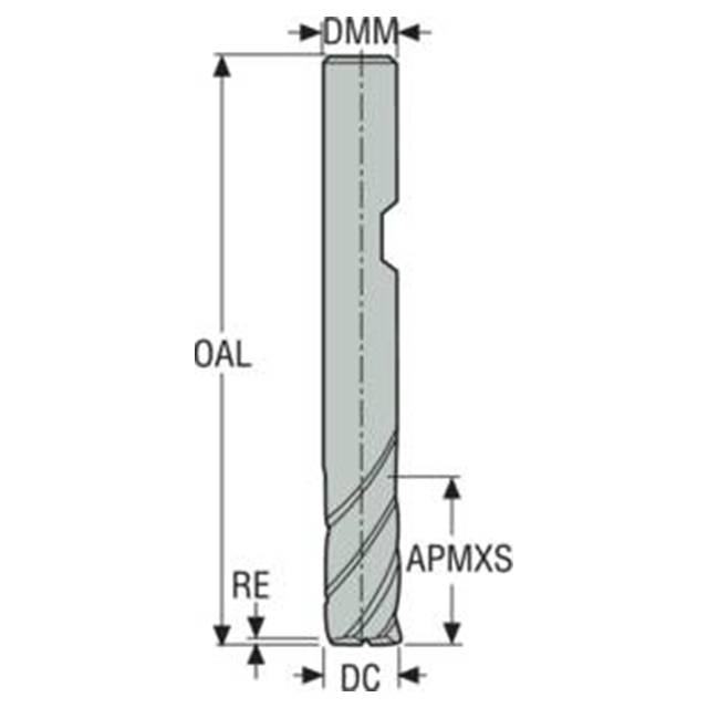 Seco Tools 02669336 | 12.00mm Diameter x 12.00mm Shank x 1.00mm Radius x 75.00mm OAL 4 Flute 50 Degree Helix Angle MEGA-64 Coated Carbide Corner Radius End Mill