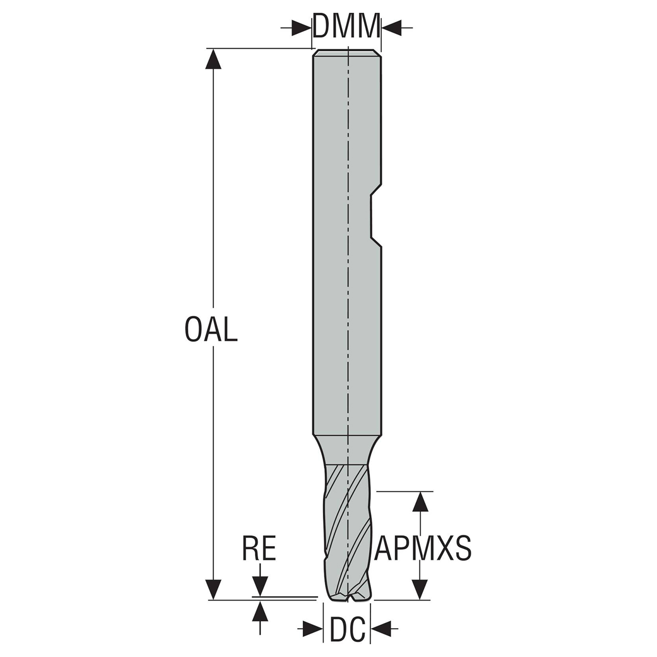 Seco Tools 02703763 | 5.00mm Diameter x 6.00mm Shank x 0.20mm Radius x 55.00mm OAL 3 Flute 48 Degree Helix Angle SIRON-A Coated Carbide Corner Radius End Mill