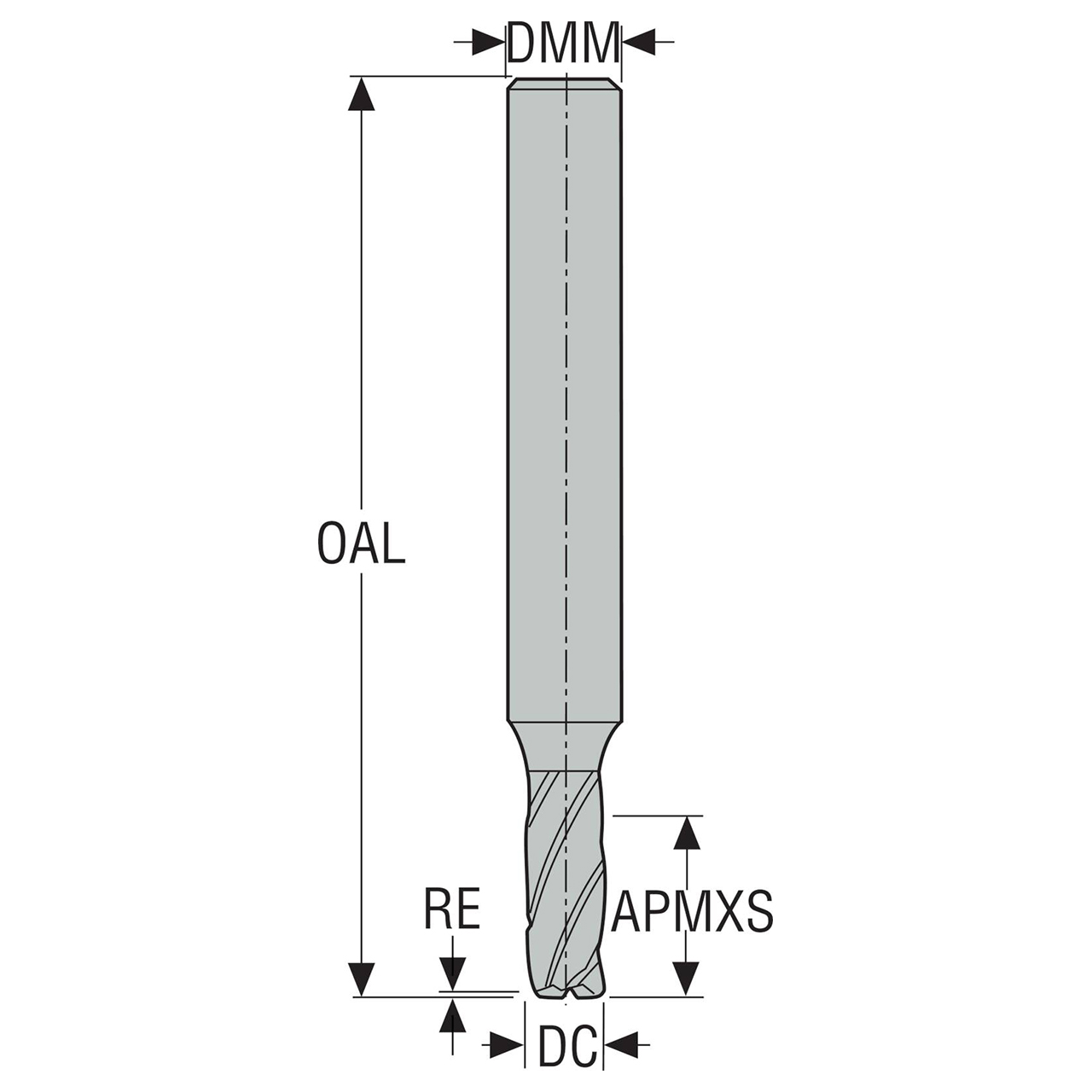 Seco Tools 02733911 | 4.00mm Diameter x 6.00mm Shank x 0.20mm Radius x 55.00mm OAL 3 Flute 48 Degree Helix Angle SIRON-A Coated Carbide Corner Radius End Mill