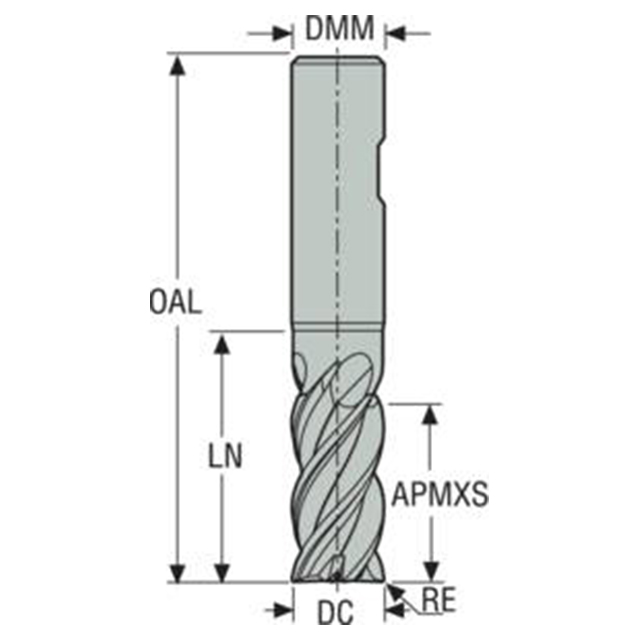 Seco Tools 02760803 | 12.00mm Diameter x 12.00mm Shank x 0.40mm Radius x 90.00mm OAL 4 Flute 42 Degree Helix Angle SIRON-A Coated Carbide Corner Radius End Mill