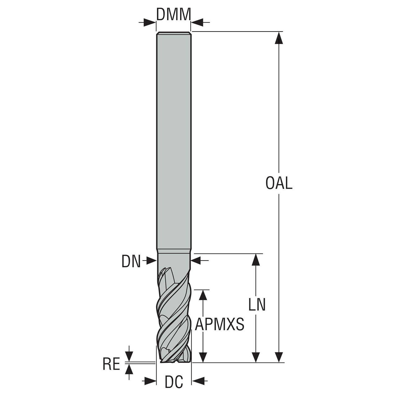 Seco Tools 02881687 | 6.00mm Diameter x 6.00mm Shank x 0.50mm Radius x 57.00mm OAL 3 Flute 48 Degree Helix Angle SIRON-A Coated Carbide Corner Radius End Mill