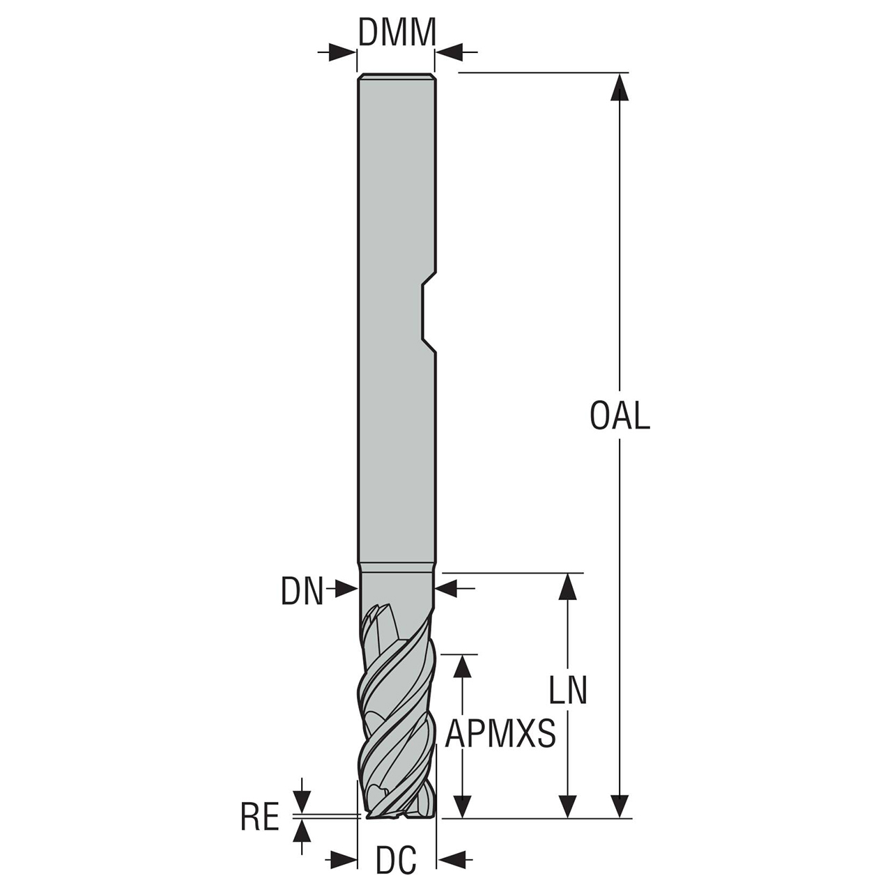 Seco Tools 02881695 | 6.00mm Diameter x 6.00mm Shank x 1.00mm Radius x 57.00mm OAL 3 Flute 48 Degree Helix Angle SIRON-A Coated Carbide Corner Radius End Mill