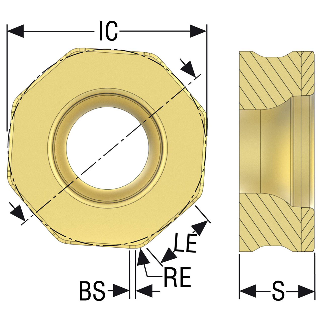 Seco Tools 02904949 | 0.472" Inscribed Circle Diameter x 0.039" Radius x 0.174" Thickness 8 Cutting Edge PCBN Milling Insert
