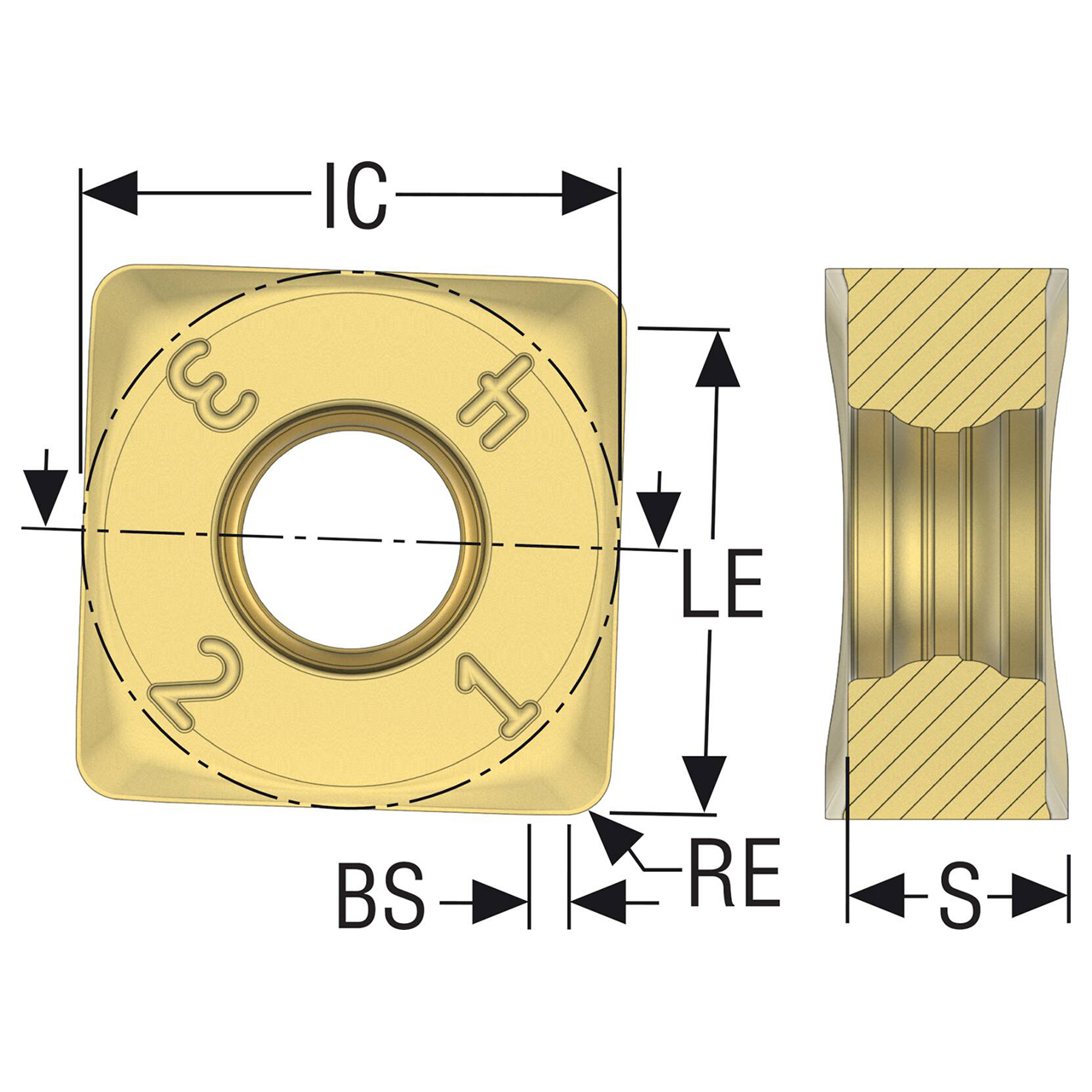 Seco Tools 03091457 | 0.472" Inscribed Circle Diameter x 0.039" Radius x 0.189" Thickness 8 Cutting Edge Carbide Milling Insert