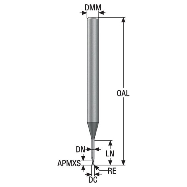 Seco Tools 03171118 | 1.50mm Diameter x 4.00mm Shank x 0.15mm Radius x 70.00mm OAL 2 Flute 30 Degree Helix Angle SIRON-A Coated Carbide Corner Radius End Mill