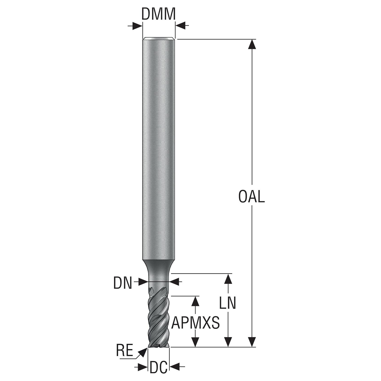 Seco Tools 03186841 | 4.00mm Diameter x 6.00mm Shank x 0.20mm Radius x 57.00mm OAL 4 Flute 48 Degree Helix Angle HXT Coated Carbide Corner Radius End Mill